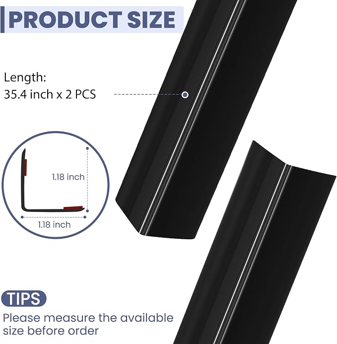 2PCS Wall Corner Protectors Guards - Self Adhesive Corner Protector & Corner Guards for Walls Edge Protection, Easy to Apply - No Tools Needed(Black, 35.4"x1.18") - Image 5