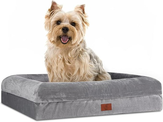 Orthopedic Waterproof Dog Bed for Small Dogs with 4-Sided Bolster | 360 Degree Bolster Support, Egg Crate Foam, Waterproof Liner, Non-Slip Bottom, Machine Washable Cover, 26 x 19 Inch by Yiruka