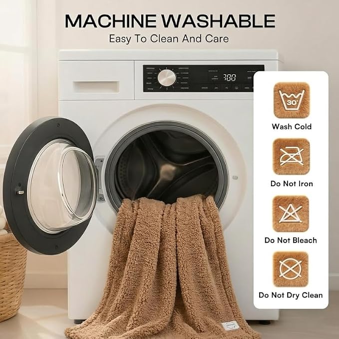 Waterproof Pet Blanket for Dog 57x65in Big Sherpa Fleece Blankets for Couch Puppy Fluffy Brown Blankets Leakproof Sofa Bed Love Reversible Cover -Camel,L-57x65in - Image 9
