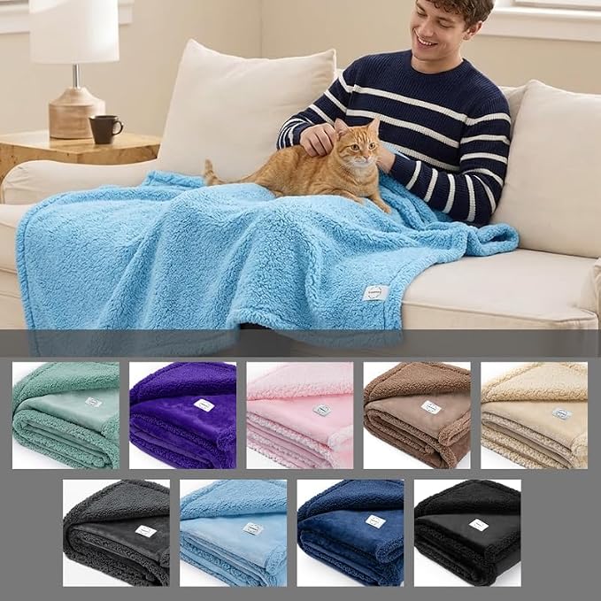 Blue Pet Blankets for Dogs Reversible Waterproof Pets Bed Cover Puppy Cat Blankets Leakproof Sofa Couch Washable Covers Doggie Beds Mats for Warm-Lake Blue,XL - Image 4