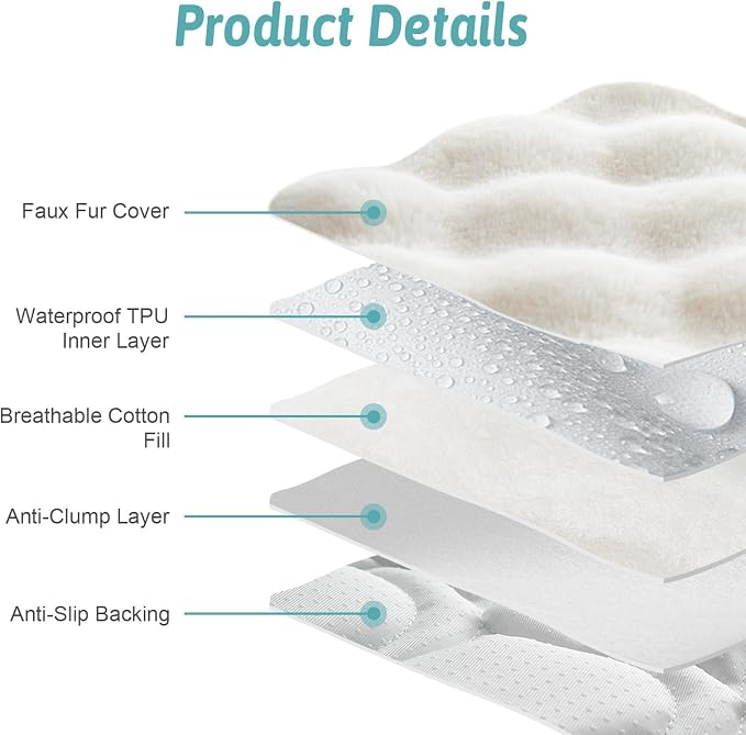 COZY KISS Couch Cover for Dogs Washable, Ultra Soft Faux Fur Pet Sofa Pad for Car Seat Protector, Liquid Pee Proof Cat Mat, Warm Pad for Dresser Top, 27.5x59 inch, Cream - Image 4