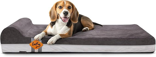 Laifug Orthopedic Dog Beds for Large Dogs,3" Memory Foam Dog Beds,Durable Water Proof Liner Removable and Washable, Nonskid Bottom,Grey 40"x25"x5.5" by Laifug