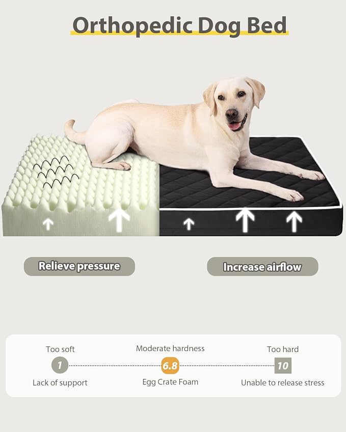 NUPIDA Orthopedic Dog Beds for Extra Large 48 inch Dog Crate Bed Waterproof Pet Kennel Pad with Removable Washable Cover and Non-Slip Bottom, 47x29 Inch, Black - Image 5