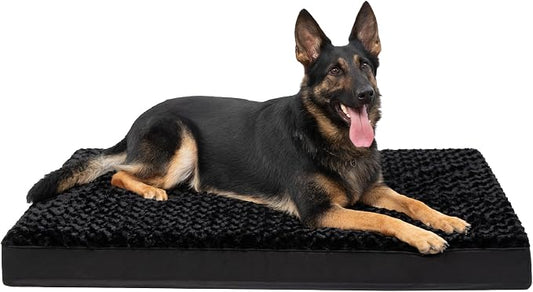 KSIIA Washable Dog Bed for Crate Waterproof for Large Dogs,47x29 in,Black | 3in egg crate foam,orthopedic support,Soft rose velvet,3ply waterproof fabric,removable cover,anti-slip base,washable by KSIIAPetProducts
