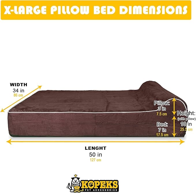KOPEKS Dog Bed Replacement Cover Memory Foam Beds - Brown - Extra Large (Jumbo Size) - Image 2