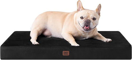 EHEYCIGA Washable Dog Crate Bed for Medium Dogs, 30x20Inch, Black | High Density Egg Crate Foam, Orthopedic Memory Foam, Removable Easy Clean Cover, Non-Slip Bottom, Fits Crate, Floor and Sofa by EHEYCIGA
