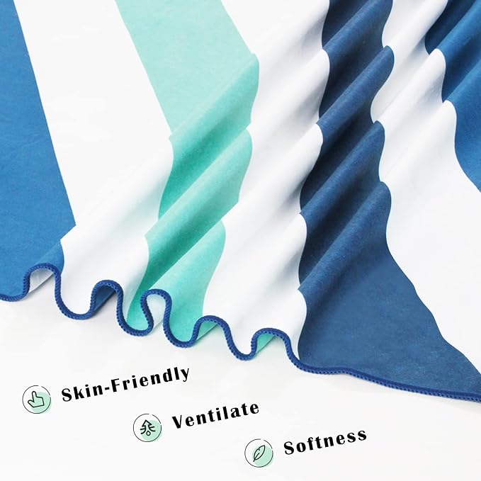 Whale Flotilla Large Quick Dry Beach Towel (30"x60"), Microfiber Sand-Free Beach Towels, Super Absorbent Compact Pool Travel Accessories, Aqua - Image 8