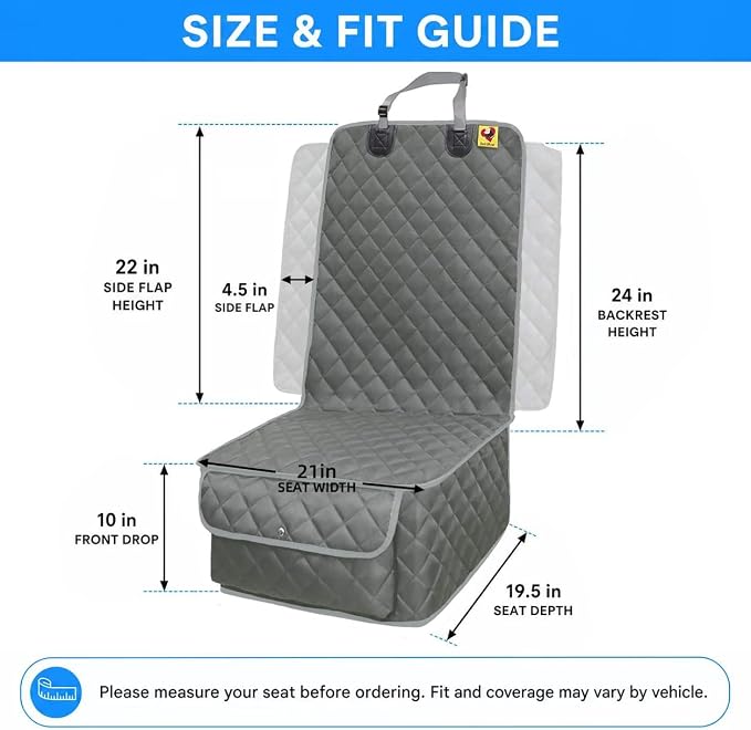 Bark Lover Deluxe Dog Seat Cover for Front Seat-More Durable Spill-Resistant Front Seat Protector, High Heat Resistant and Nonslip Front Seat Cover for Dogs Kids, Universal Size (Grey,1 Pack) - Image 6