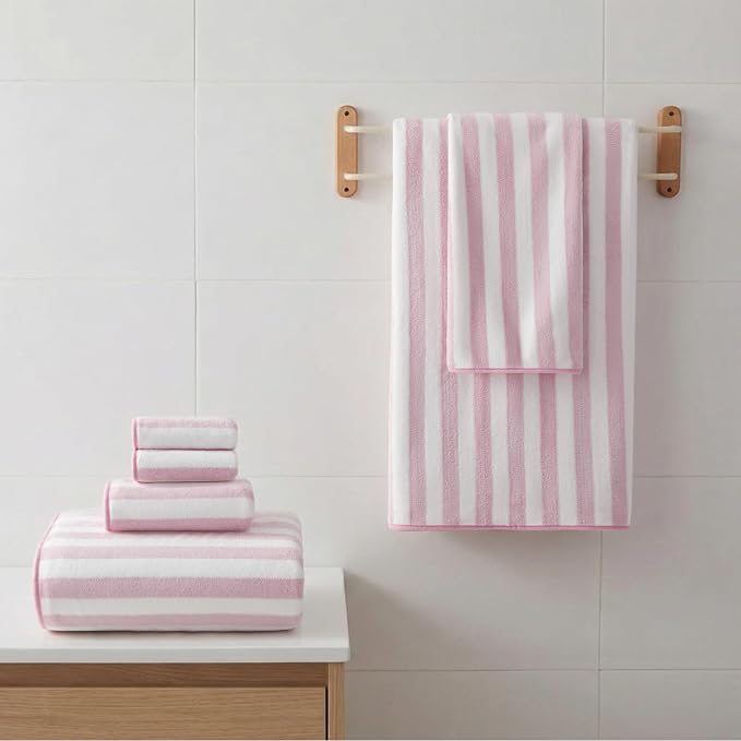REDKISS Ultra Soft Bath Towel Set 6-Piece 35"x70" | 100% Microfiber, Highly Absorbent | Quick Dry Towels for Bathroom, Spa, Gym | 2 Bath, 2 Hand, 2 Washcloths | Pink - Image 2
