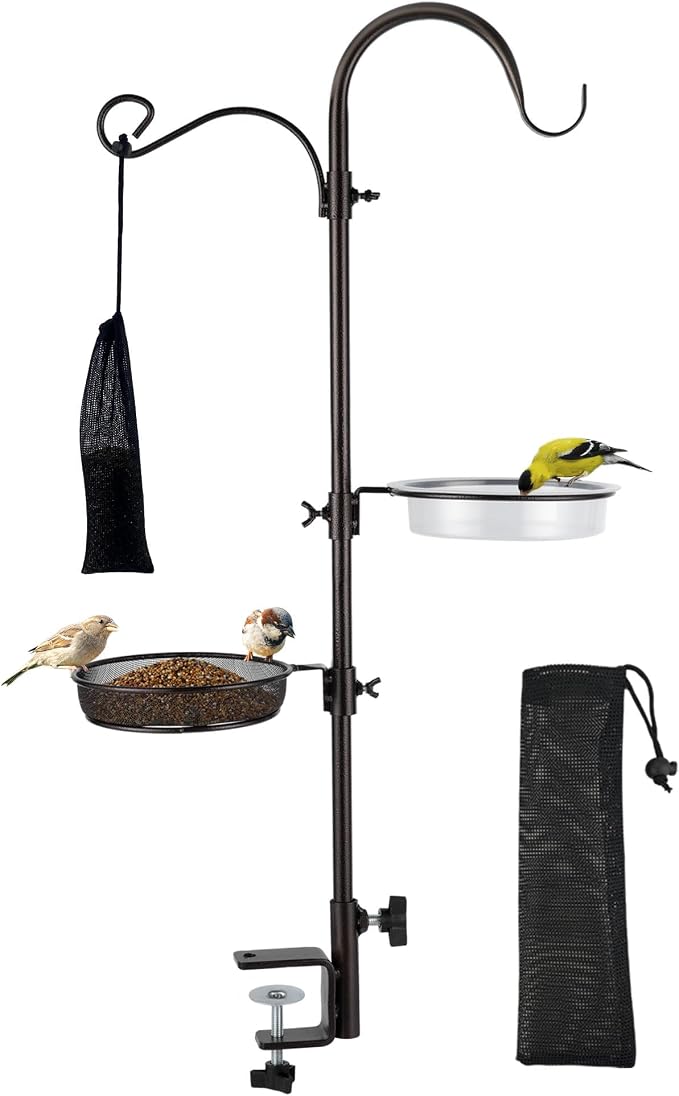 ERYTLLY Deck Hook Bird Feeder Pole Bird Feeder Porch Multi Hook Bird Feeding Station Kit Multi Feeder Hanging Kit Premium Bird Bath for Attracting Wild Birds Bird Feeder Planter Hanger by ERYTLLY