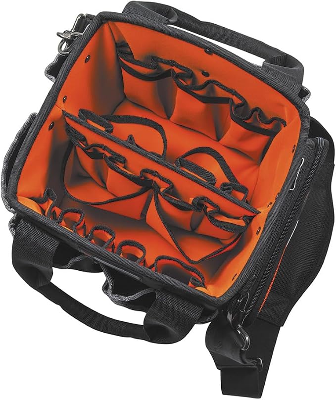 Klein Tools 5541610-14 Tool Bag with Shoulder Strap Has 40 Pockets for Tool Storage and Orange Interior - Image 10