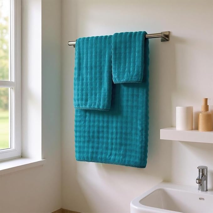COZYART Lint Free 8 Pcs Bathroom Towels Set Ultra Soft Microfiber Teal | Ultra Fluffy, Thick, Highly Absorbent, Quick Dry, No Shedding, No Pilling, Fade Resistant, Durable, Long-lasting - Image 2