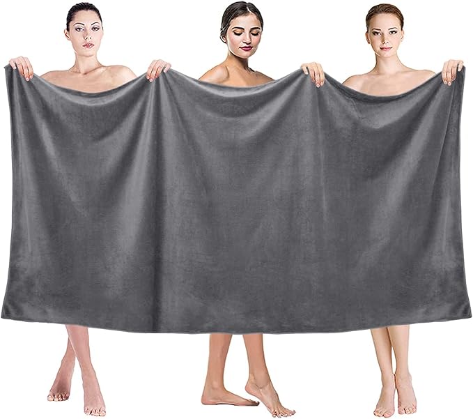 JML Bath Sheet Towels Set of 2, 40" x 80", Grey | Hanging Loop, Oversized, Soft Super Absorbent Fast Drying, Perfect for Shower, Sauna, Gym, Beach, Sport, Fitness, Yoga - Image 3