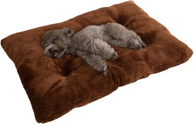 Dog Bed for Crate, Washable Mats for Sleeping, Soft and Fluffy, with Anti-Slip Bottom, Warm Dog Beds for Small Medium Large Dogs Cats Puppy Kitten (Coffee Color,Large) by Unknown