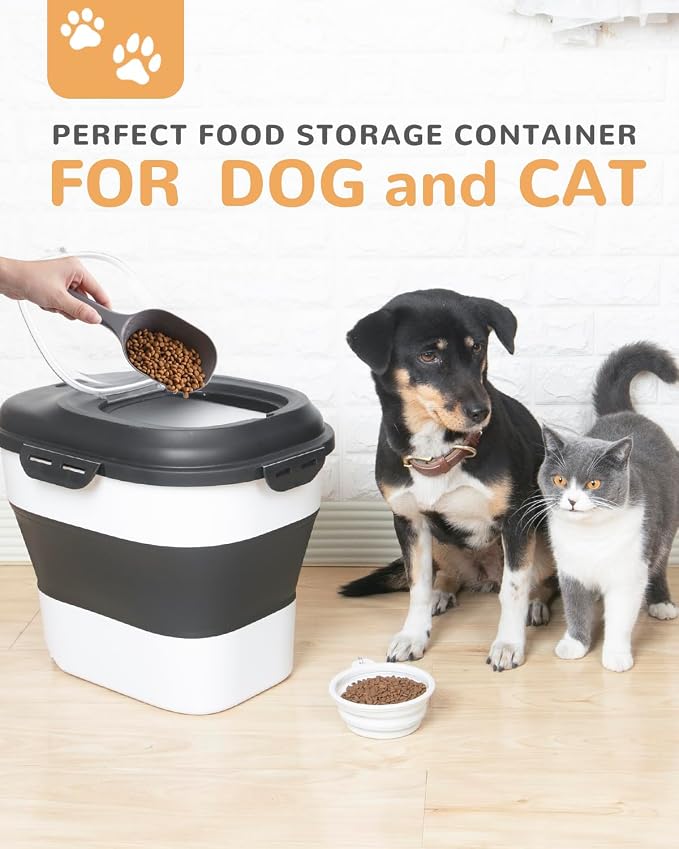 30-35 Lbs Dog Food Storage Container Collapsible Dog Food Container | Large Pet Food Storage with Airtight Lids,Wheels,Scoop and 2Pcs Food Storage Containers for Dog,Cat - Image 5