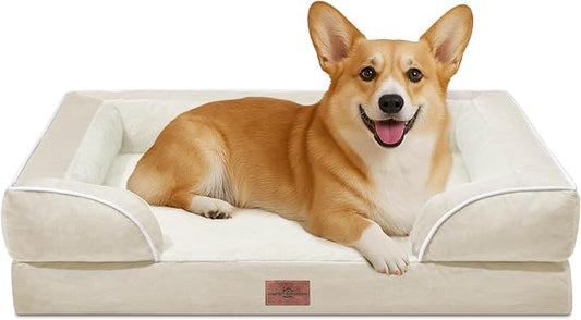 Comfort Expression Orthopedic Dog Beds for Large Sized Dog with Bolster | Waterproof Dog Couch Bed with Washable Cover & Non-Slip Bottom, Supportive Egg Crate Foam Large Pet Bed, 35x22 Inch by ComfortExpression