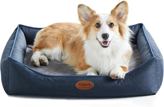 Tidore Orthopedic Dog Beds for Medium Dogs, Durable Egg Crate Foam Sofa Dog Bed wit Washable Removable Cover,Waterproof Lining,Pet Bed for Large Dogs (Navy Blue, 31.5" L x 25.2" W x 7" Th) by Tidore