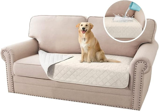 H.VERSAILTEX Couch Cover for Dogs Washable 100% Waterproof Sofa Cushion Cover Dog Bed Cover Non-Slip Pet Blanket for Sofa Cushion Protector, 35"x62", Ivory by HVERSAILTEX