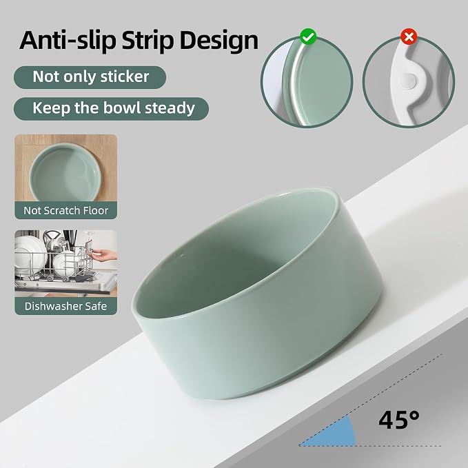 Havniva Ceramic Dog Bowls, Dog Food and Water Bowl Set, Dog Water Bowl | 6.1” Ceramic Dog Food Bowls with Non-Slip Rubber Base, Large Capacity, Double Dog Feeding Bowls for Small and Medium Dogs - Image 4