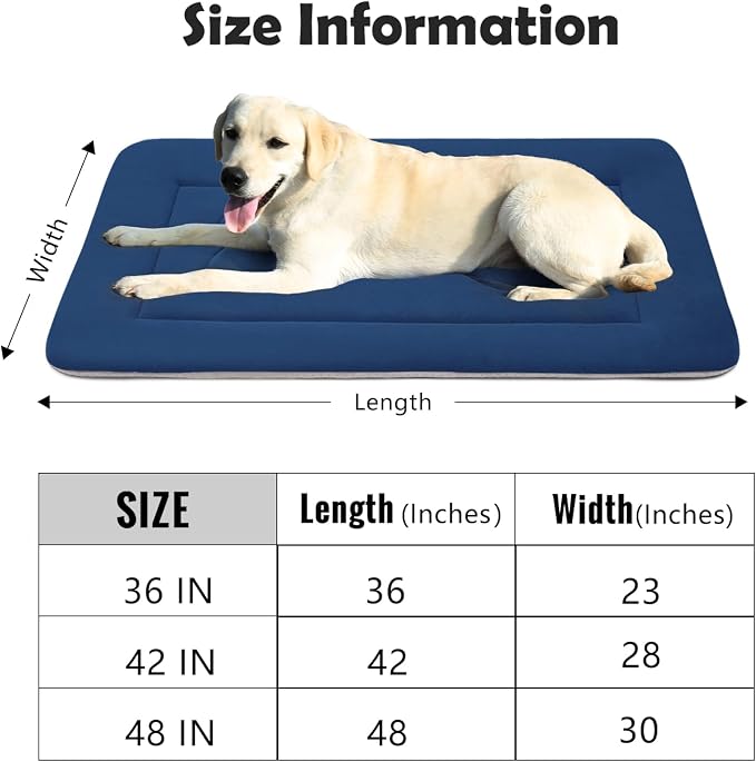 Dog Bed Soft Dog Crate Pad Mat for Medium/Large Dogs 36 in Non-Slip Bottom Washable Dog Sleeping Mattress Pet Beds Cat Beds Kennel Pads, Dark Blue - Image 6