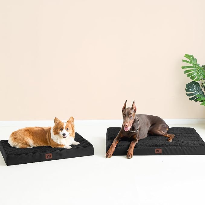 EHEYCIGA Orthopedic Dog Bed Large with Removable Washable Cover, 47IN Black | Egg Crate Foam Support, Durable Oxford fabric, Non-Slip Bottom, Machine Washable, Soft Waterproof Plush Pet Bed Mat For Crate - Image 6