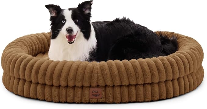 ChiXnuggle Orthopedic Dog Bed, Washable Cover, Faux Fur Bolster Pet Couch | waterproof,egg crate foam,non-slip bottom,for extra large dogs,brown,41*30*7,dog sofa by SnuggleUpPawsDown