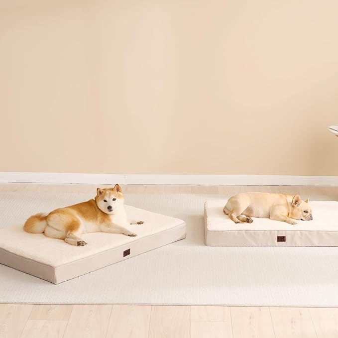 EHEYCIGA Orthopedic Dog Bed Large with Removable Washable Cover, 47IN Camel | Egg Crate Foam Support, Durable Oxford fabric, Non-Slip Bottom, Machine Washable, Soft Waterproof Plush Pet Bed Mat For Crate - Image 7