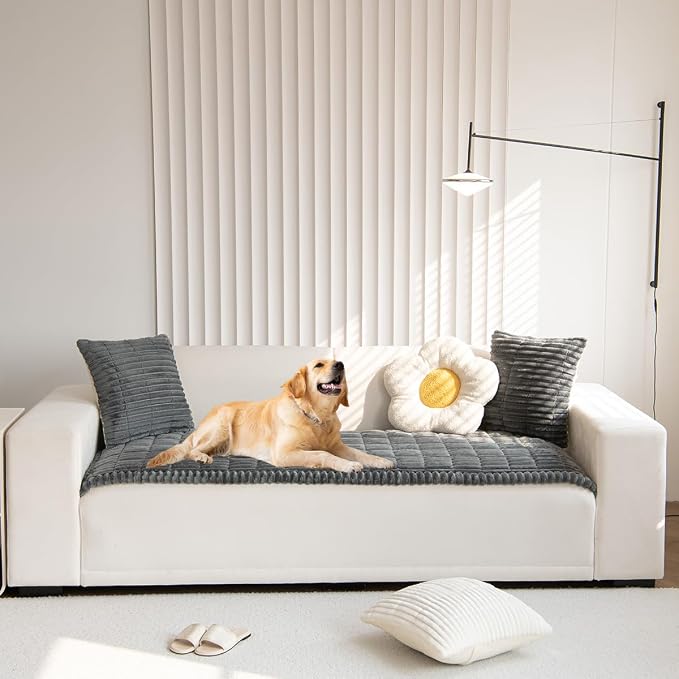 Pet Couch Covers Protector for Dogs Sofa Slipcovers Washable Cushion Cover | Non slip,scratch-proof furniture protector fits I-shape armchair,loveseat,recliner,sectional sofa pads(dark grey,27in*47in) - Image 7