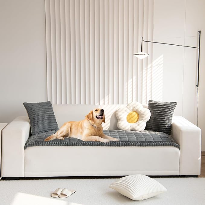 Pet Couch Covers Protector for Dogs Sofa Slipcovers Washable Cushion Cover | Non slip,scratch-proof furniture protector fits I-shape armchair,loveseat,recliner,sectional sofa pads(dark grey,27in*59in) - Image 4