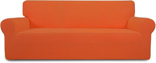 Easy-Going Stretch Oversized Sofa Couch Slipcover Washable Orange | 1-Piece Extra large Sofa Cover Furniture Protector Couch Soft with Bottom for Kids, Polyester Spandex Jacquard by Easy-Going