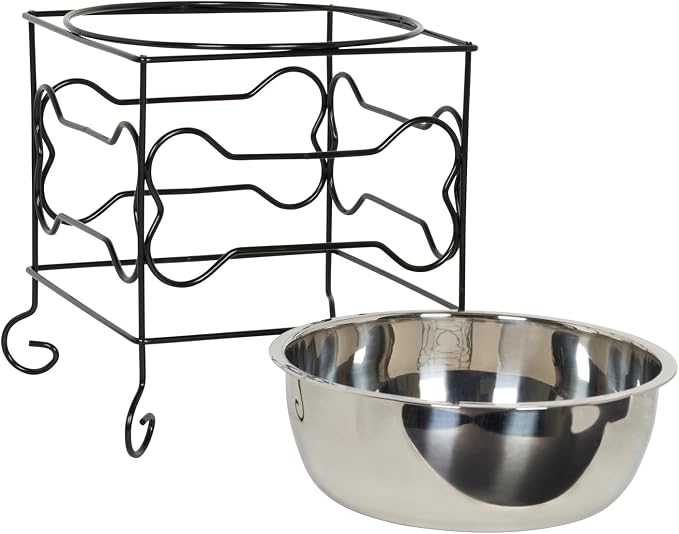 YML Wrought Iron Stand with Stainless Steel Dog Bowl, Large - Image 3