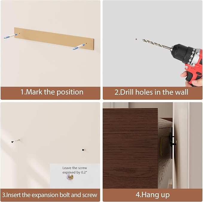 CycleCrew Solid Wood Wall Mounted Coat Rack with Shelf Hooks - Modern Floating Shelves with 5 Hidden Hooks, Heavy Duty Entryway Coat Key Holder Hanger for Hallway Bathroom Bedroom Home Decor - Image 8
