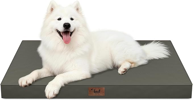 Large Waterproof Orthopedic Dog Bed with Egg Crate Foam | Fits 42x28 Crates, TPU Waterproof Layer, 1680D Washable Oxford Cover, Portable Handle, Indoor & Outdoor Use, Up to 80 lbs by TailStories