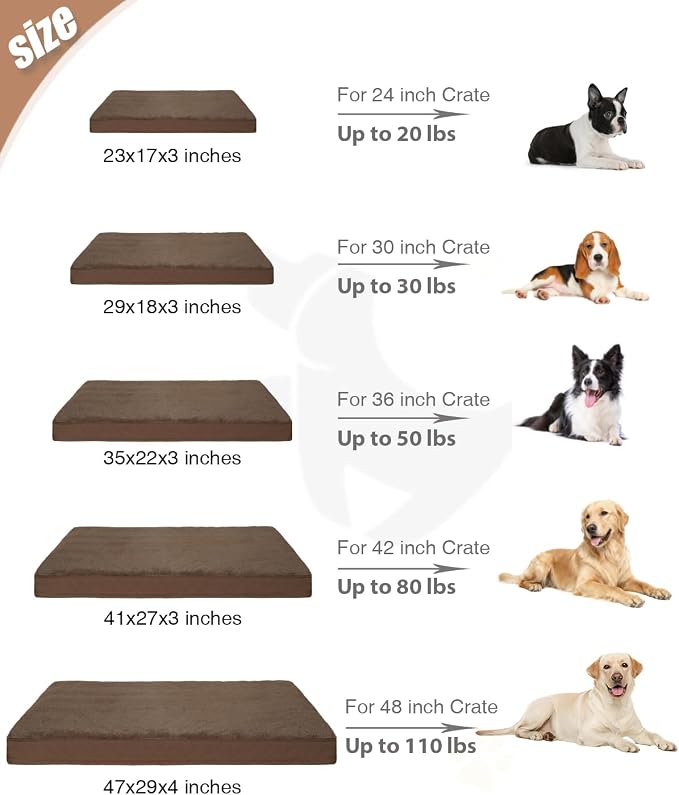 KSIIA Orthopedic Dog Bed for Small Dogs with Waterproof Lining, Brown,23x17 | Deluxe Soft Plush Dog Crate Bed, Washable Pet Mat with Removable Cover & Egg Crate Foam for Small Dogs Sleeping & Relaxing - Image 6