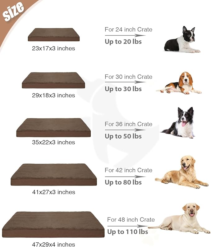 KSIIA Orthopedic Dog Bed for Medium Dogs with Waterproof Lining,Brown,29x18 | Deluxe Soft Plush Dog Crate Bed, Washable Pet Mat with Removable Cover & Egg Crate Foam for Medium Dogs Sleeping & Relaxing - Image 6