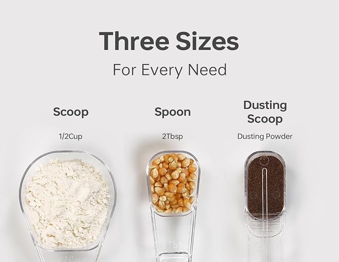 Felli Flip Tite Food Storage Container with Scoop & Lid 5" LARGE Airtight Ring Top, Acrylic Canister for Sugar Flour Baking Powder Rice Pasta, Kitchen Organizer Christmas Gift Set (10pk, Variety) - Image 7