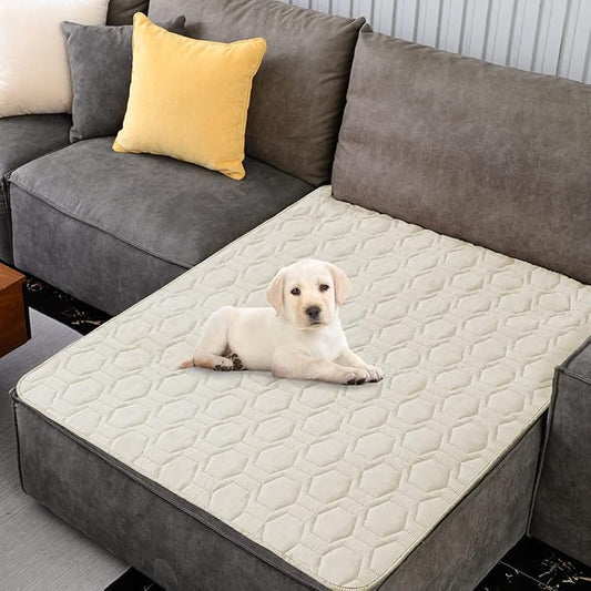 Tcksstex Waterproof and Anti-Slip Dog Bed Cover and Pet Blanket Sofa Pet Bed Mat ，car Incontinence Mattress Protectors Furniture Couch Cover for Most Cats Dogs, Pets（40x50-Ivory） by TcksstexFauxFurDogBedCover