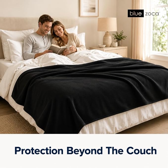 Waterproof Blanket | Machine Washable Dog Bed Cover | Waterproof Pet Blanket for Couch, Bed & Car | Cat & Dog Blankets for Large Dogs, Pets & Adults | Travel Size - 65x50in Black - Image 2