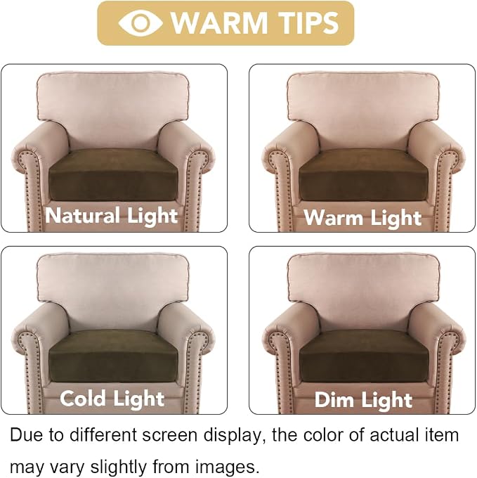 H.VERSAILTEX Velvet Stretch Couch Cushion Cover Plush Cushion Slipcover for Chair Cushion Furniture Protector Seat Cushion Sofa Cover (1 Piece Armchair Cushion Covers, Bronze Brown) - Image 6