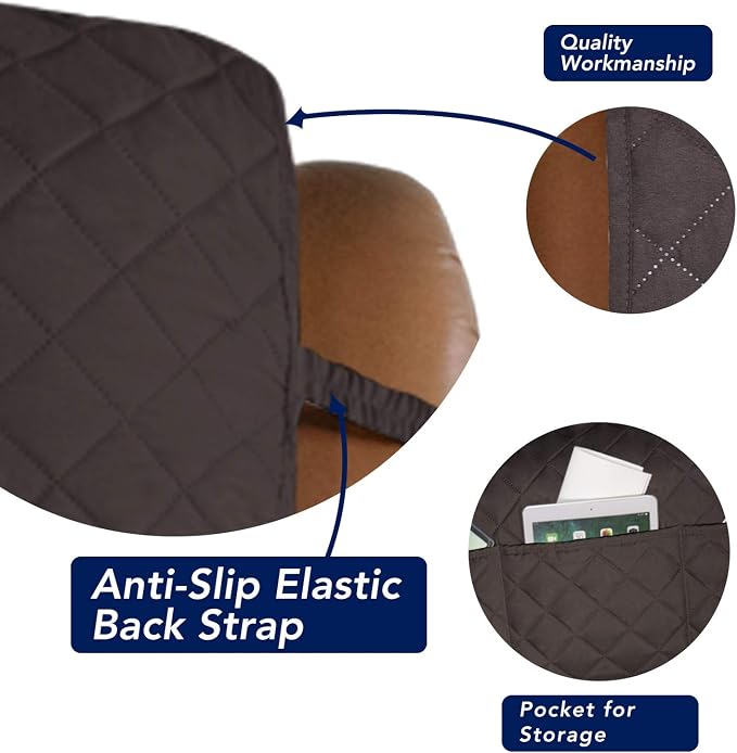 PureFit Reversible Recliner Chair Covers Couch Covers for Dogs, 28 in | Chocolate/Chocolate, Water Resistant Couch Protector, Washable Pet Couch Cover with Non Slip and Elastic Straps For Kids - Image 3