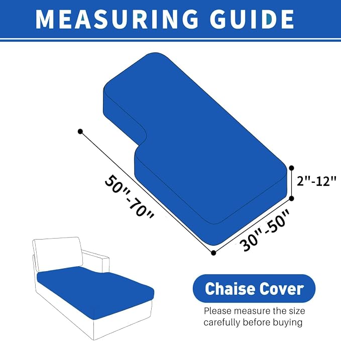 【Clearance】 Sectional Couch Covers for L Shaped Chaise Lounge 1 Piece Separate Cushion Couch Universal Replacement Large Checkered Furniture Protector with Elastic Bottom (Chaise Cover, Light Gray) - Image 2