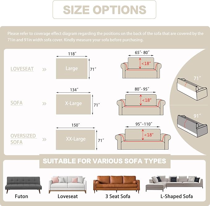 DREAMINGO Sofa Covers Washable Thick Chenille Couch Cover for 3 Cushion Couch Sofa Multi-Use Couch Cover Blanket Modern Pet Furniture Protector Sectional Couch Slipcover 71"x150", Beige White - Image 2