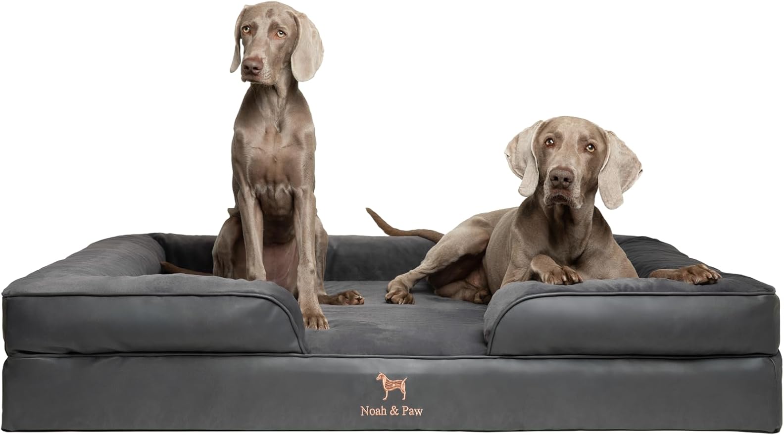 NOAH & PAW Giant Dog Bed XXL, 55x45x11 Inch, Orthopedic Dog Beds, Eggshell Memory Foam Infused with Cooling Gel, Inner Cover, Water Resistant, Machine Washable (Faux Leather) by NoahPaw