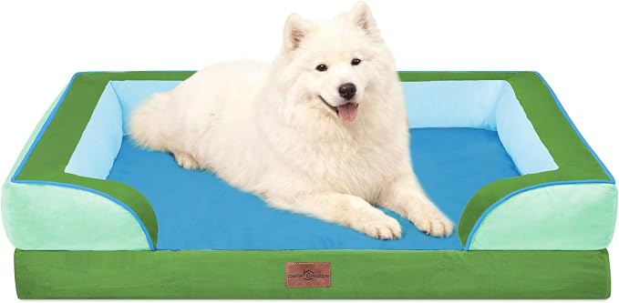 Comfort Expression Orthopedic Dog Beds for Large Sized Dog with Bolster | Waterproof Dog Couch Bed with Washable Cover & Non-Slip Bottom, Supportive Egg Crate Foam Large Pet Bed, 36x27 Inch by ComfortExpression