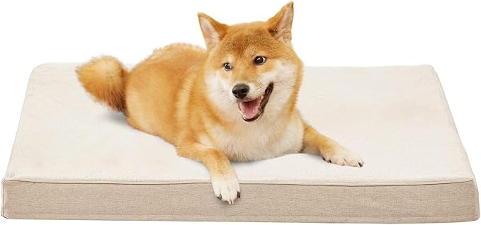 WATANIYA PET Cooling Dog Beds for Large Dogs, 35-Inch Dog Crate Bed | Gel Memory Foam for Joint Relief, Plush Removable Washable Cover, Waterproof Liner, for Pets Up to 50 lbs by WATANIYAPET