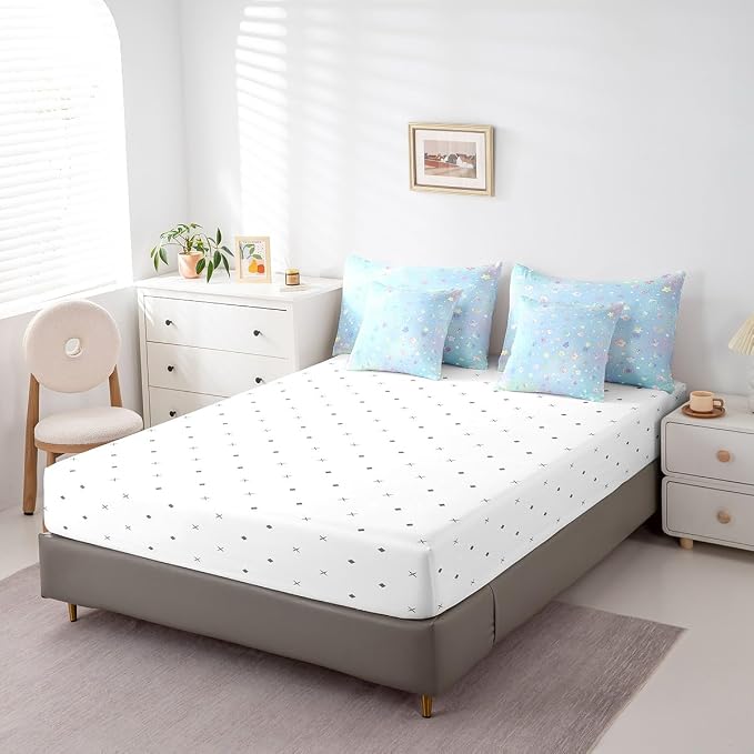 Feelyou Cute Flower 7 Piece Bedding Set Full Size Cartoon Flower Bed in a Bag for Kids Girls Teens Toddler Rainbow Comforter Set with Sheets Cartoon Bed Set - Image 5