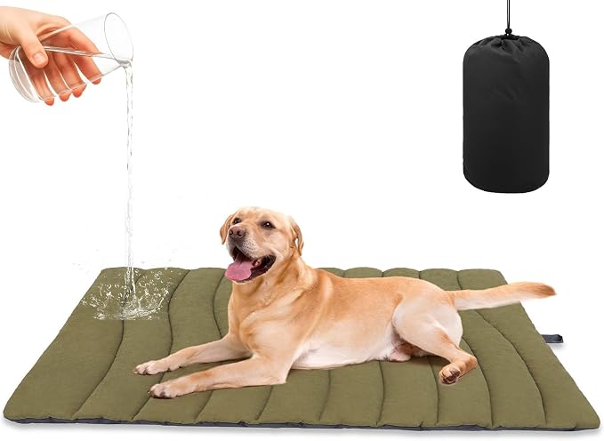 BINGPET Outdoor Travel Dog Bed for Large/Medium Dogs,Portable Waterproof Camping Mat with Carry Bag,Foldable Outside Bed,Machine Washable Indoor Pet Mat for Small,Medium and Large Dogs 26"x43" by BINGPET