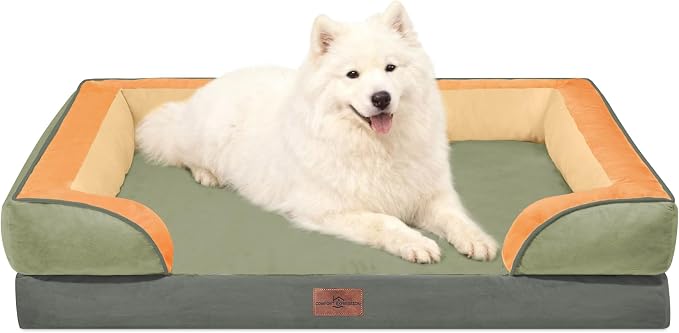 Comfort Expression Orthopedic Dog Beds for Large Sized Dog with Bolster | Waterproof Dog Couch Bed with Washable Cover & Non-Slip Bottom, Supportive Egg Crate Foam Large Pet Bed, 36x27 Inch by ComfortExpression