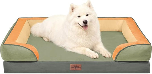 Comfort Expression Orthopedic Dog Beds for Large Sized Dog with Bolster | Waterproof Dog Couch Bed with Washable Cover & Non-Slip Bottom, Supportive Egg Crate Foam Large Pet Bed, 36x27 Inch by ComfortExpression