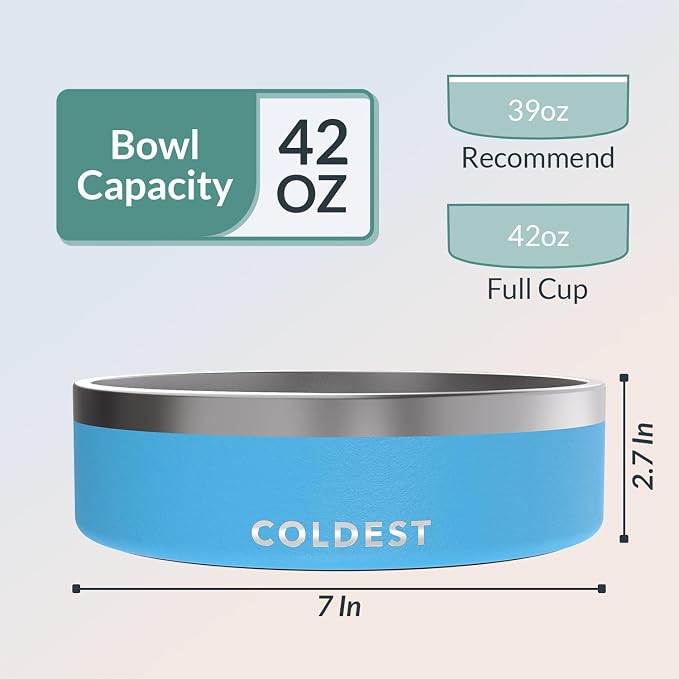 Coldest Dog Bowl - Anti Rust Metal, Non Slip, 3 Layers Insulated Stainless Steel Dog Bowls - Spill Proof & Heavy Duty - Water Bowl for Dogs, Cats & Pets, Dish Washer Safe (42 oz, Celestial Blue) - Image 4